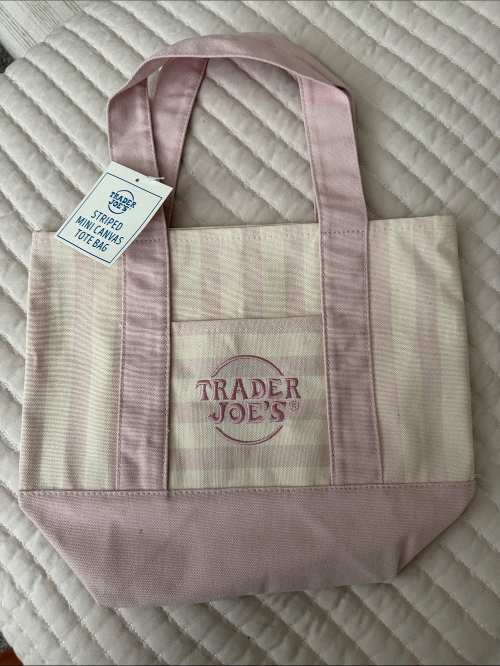 Trader Joe's Pink Stripe Canvas Tote